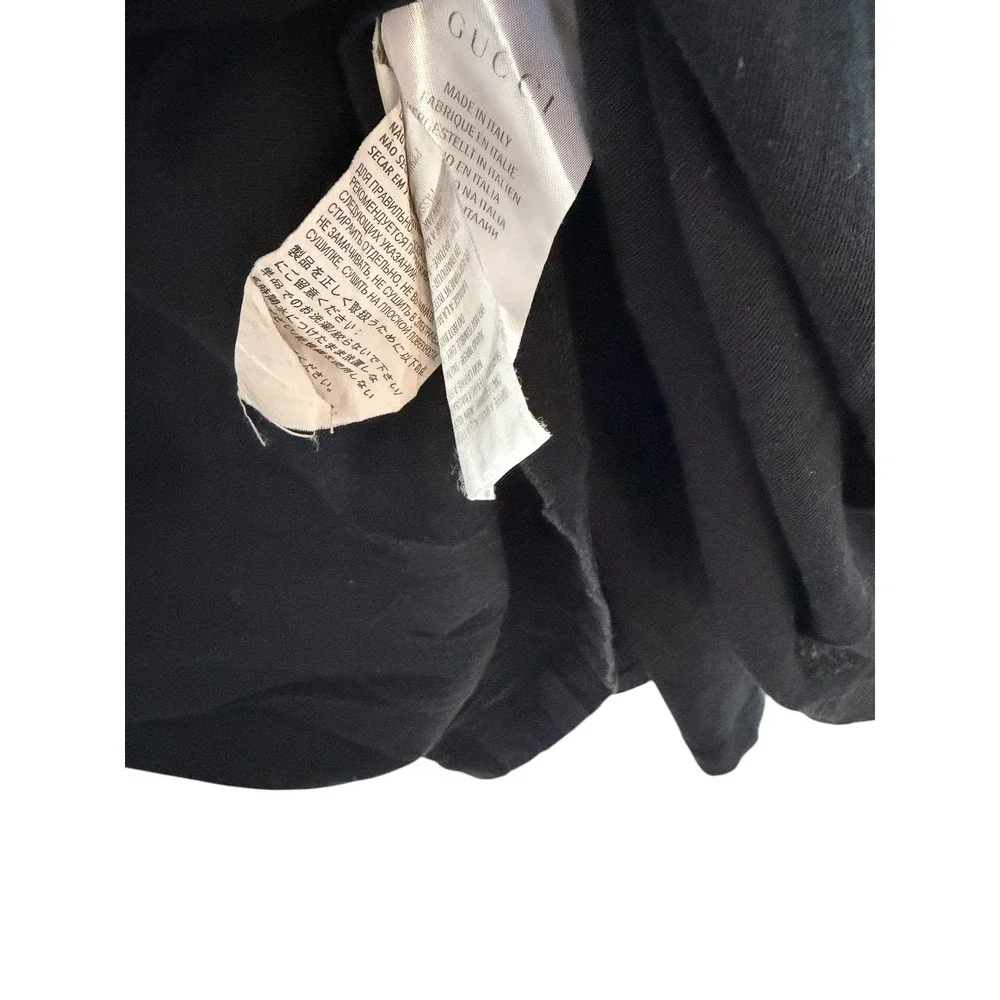 Gucci Mens Vintage Logo T-Shirt Black Cotton Web Stripe Distressed XL Italy